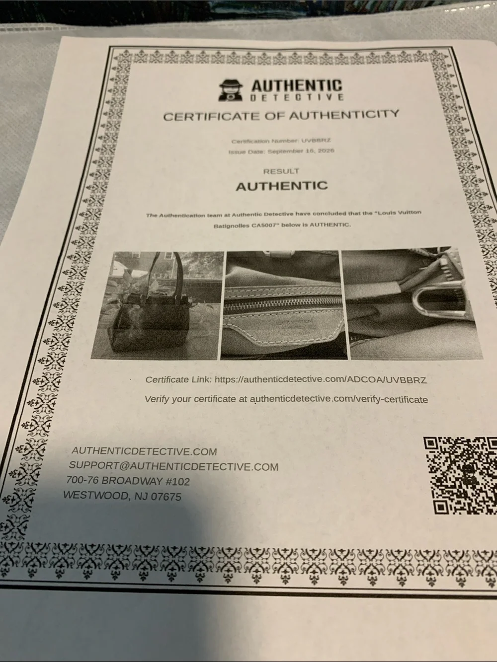 Louis Vuitton Batignolles Shoulder bag with COA
